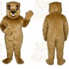 Brown Groundhog Mascot Costume with Custom Logo