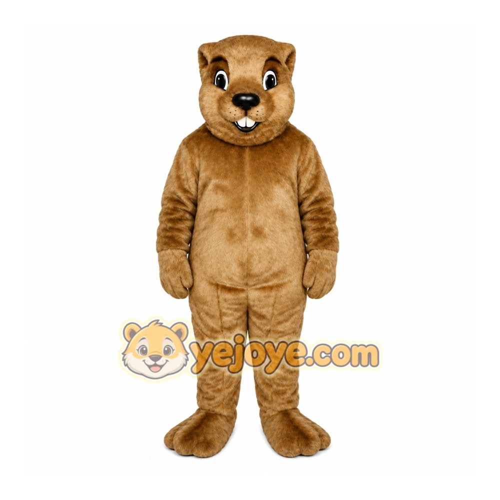 Brown Groundhog Mascot Costume with Custom Logo Brown Groundhog Mascot Costume with Custom Logo