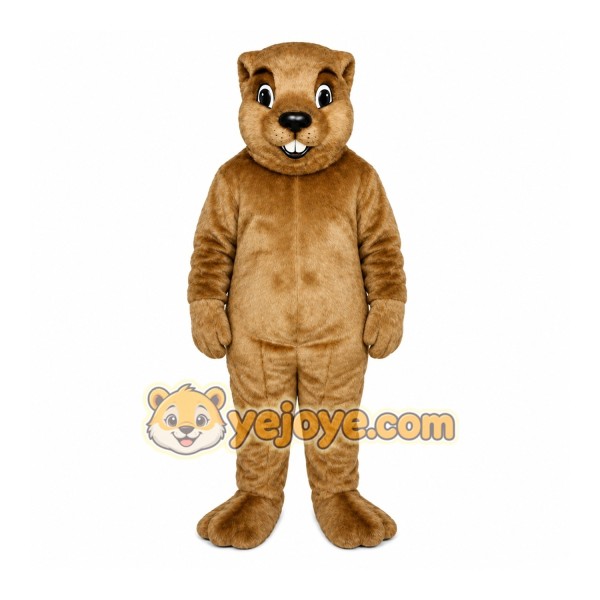 Brown Groundhog Mascot Costume with Custom Logo Brown Groundhog Mascot Costume with Custom Logo