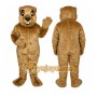 Brown Groundhog Mascot Costume with Custom Logo