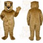 Brown Groundhog Mascot Costume with Custom Logo