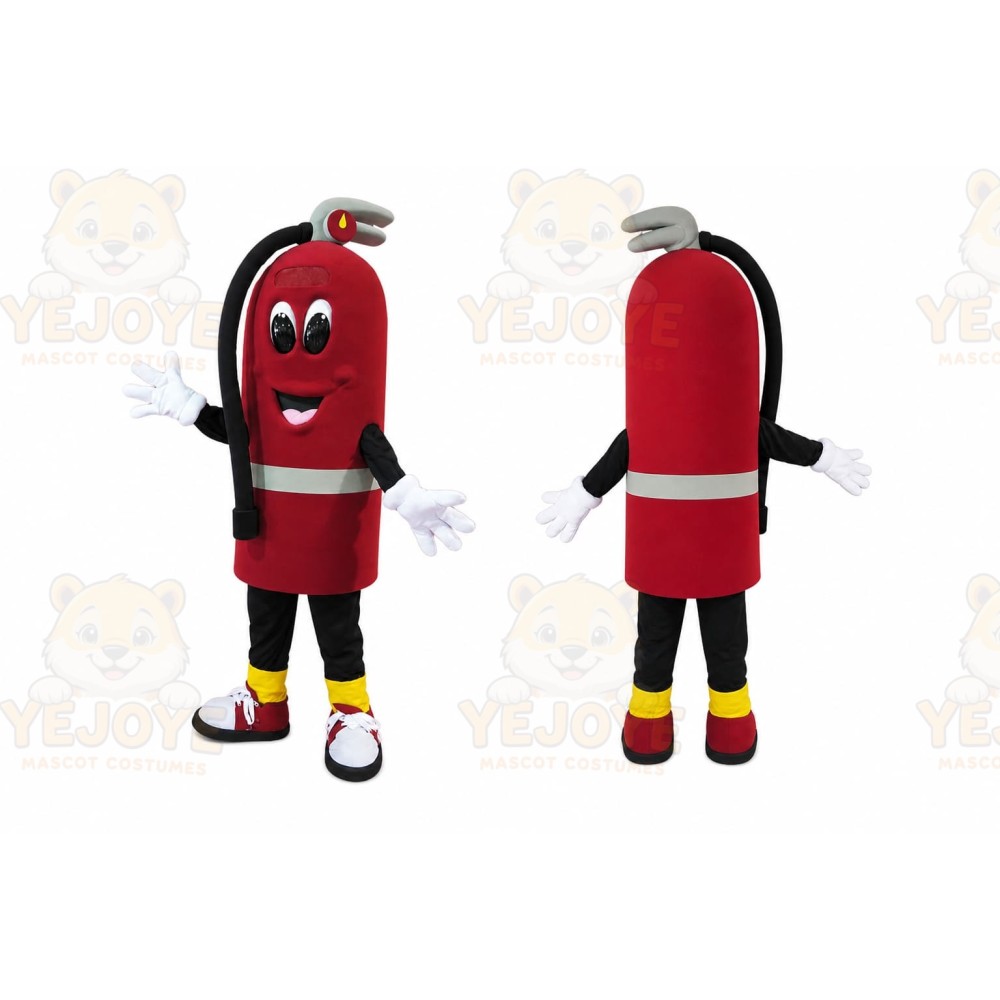 Red Fire Extinguisher Mascot Costume with Custom Logo