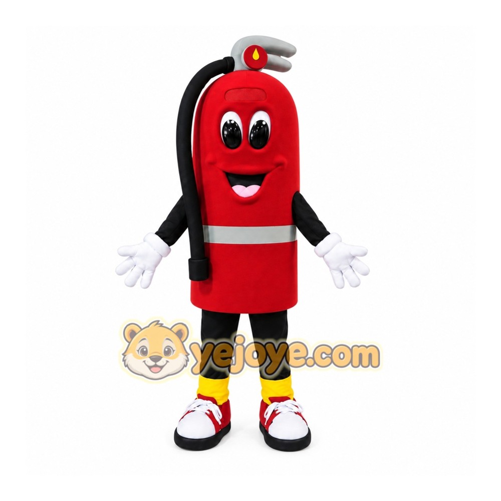 Red Fire Extinguisher Mascot Costume with Custom Logo Red Fire Extinguisher Mascot Costume with Custom Logo