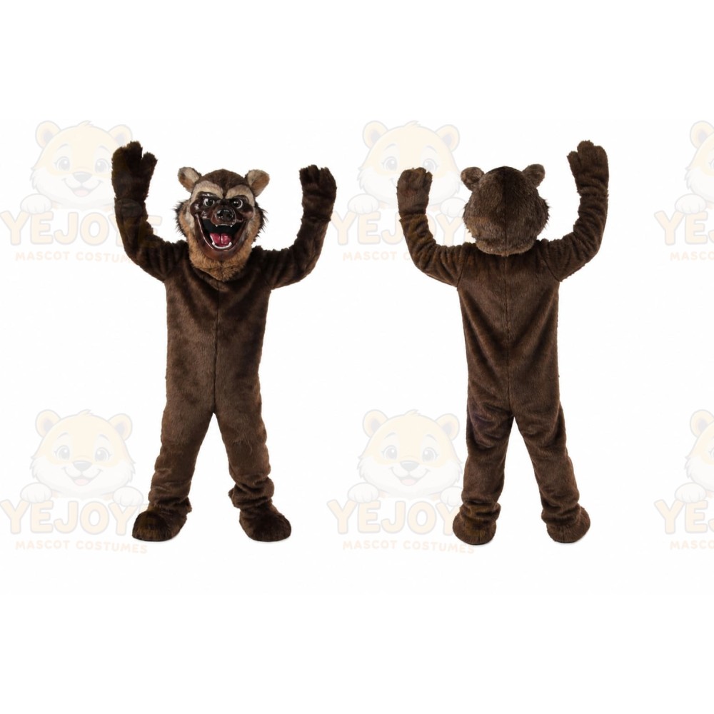 Brown Bear Mascot Costume with Custom Logo