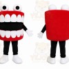 Red Teeth Mascot Costume with Custom Logo