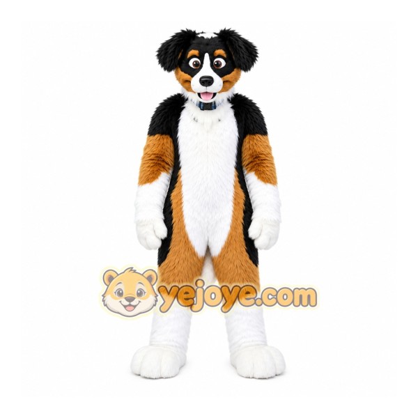 Black Dog Mascot Costume with Custom Logo