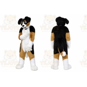 Black Dog Mascot Costume with Custom Logo