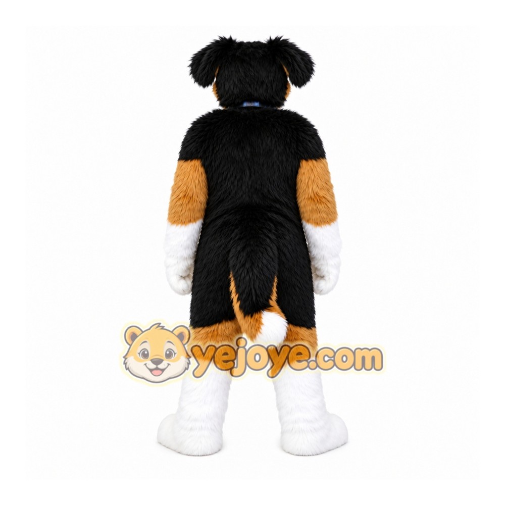Black Dog Mascot Costume with Custom Logo
