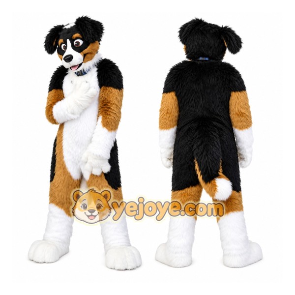 Black Dog Mascot Costume with Custom Logo