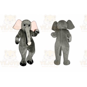 Gray Elephant Mascot Costume with Custom Logo