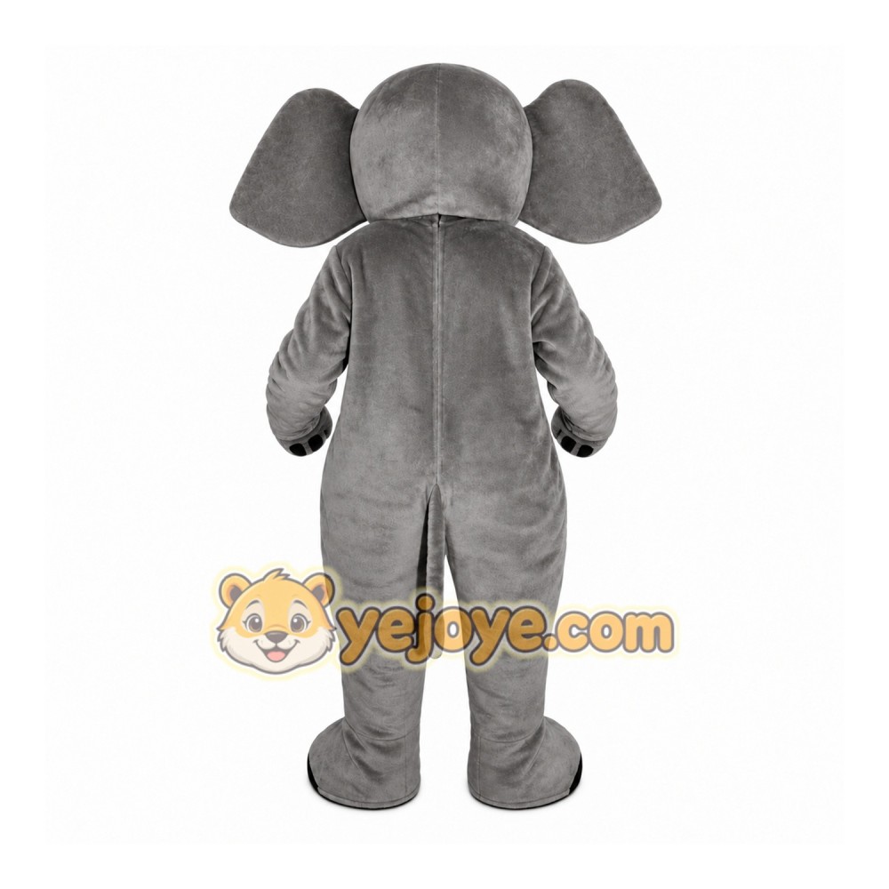 Gray Elephant Mascot Costume with Custom Logo