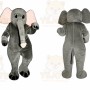Gray Elephant Mascot Costume with Custom Logo
