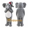 Gray Elephant Mascot Costume with Custom Logo
