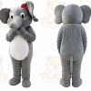 Gray Elephant Mascot Costume with Custom Logo