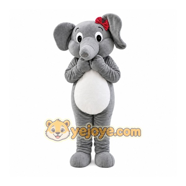 Gray Elephant Mascot Costume with Custom Logo Gray Elephant Mascot Costume with Custom Logo