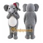 Gray Elephant Mascot Costume with Custom Logo