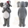 Gray Elephant Mascot Costume with Custom Logo