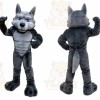 Gray Wolf Mascot Costume with Custom Logo