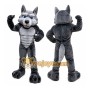 Gray Wolf Mascot Costume with Custom Logo