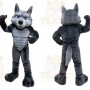 Gray Wolf Mascot Costume with Custom Logo