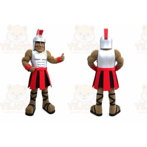 Brown Roman Warrior Mascot Costume with Custom Logo