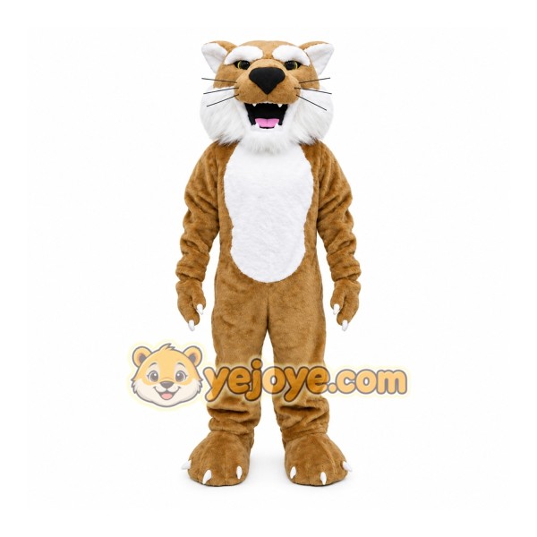 Brown Cougar Mascot Costume with Custom Logo