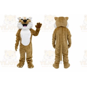 Brown Cougar Mascot Costume with Custom Logo