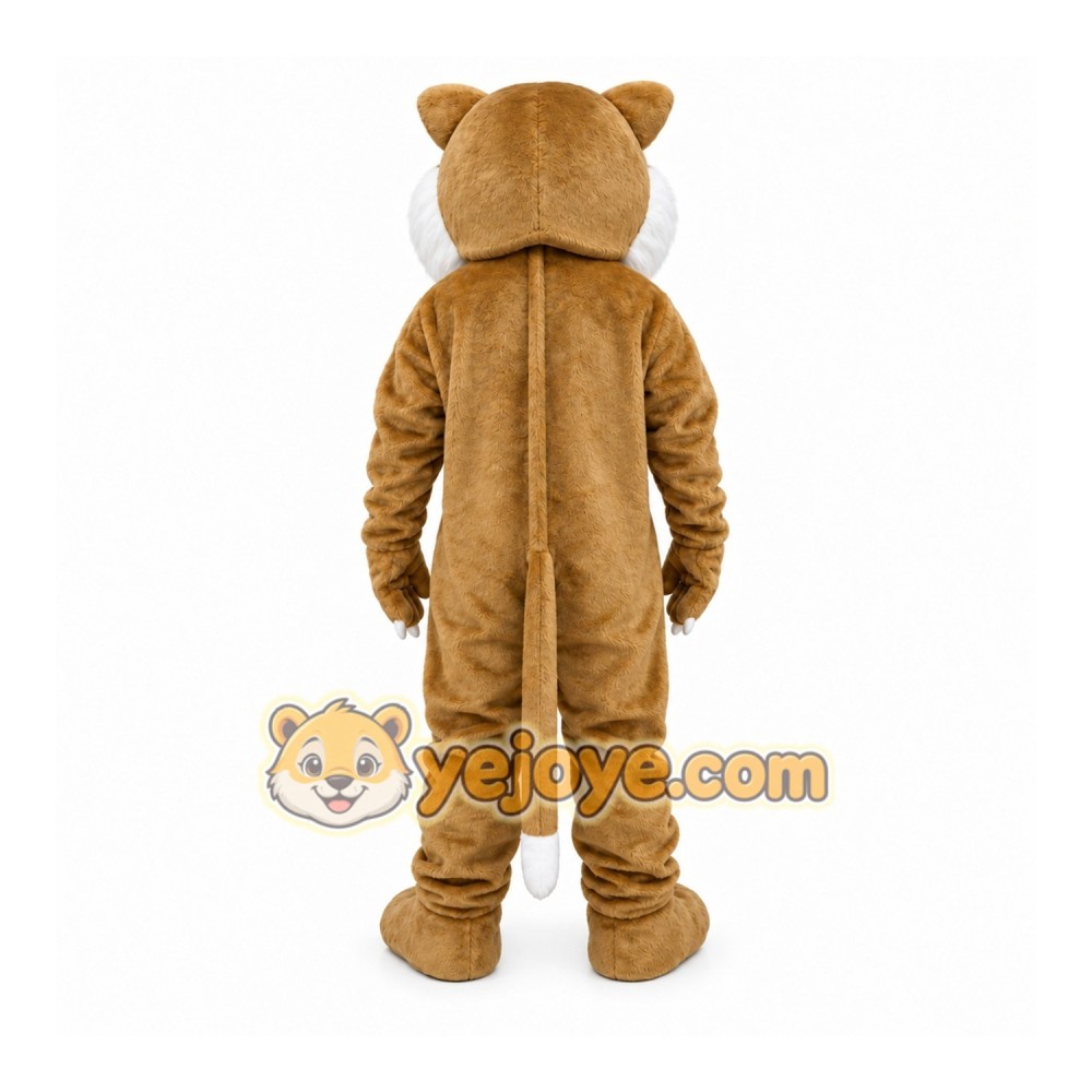 Brown Cougar Mascot Costume with Custom Logo