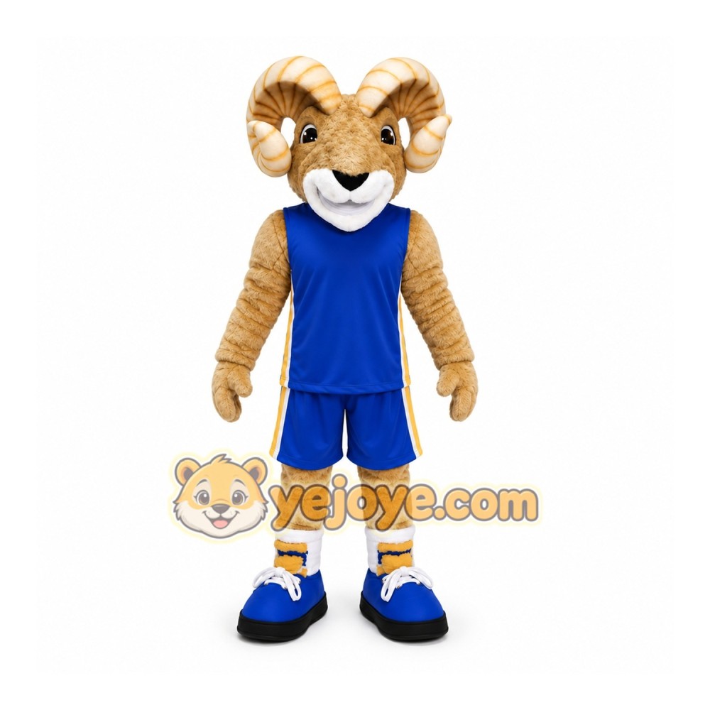 Brown Ram Mascot Costume with Custom Logo Brown Ram Mascot Costume with Custom Logo