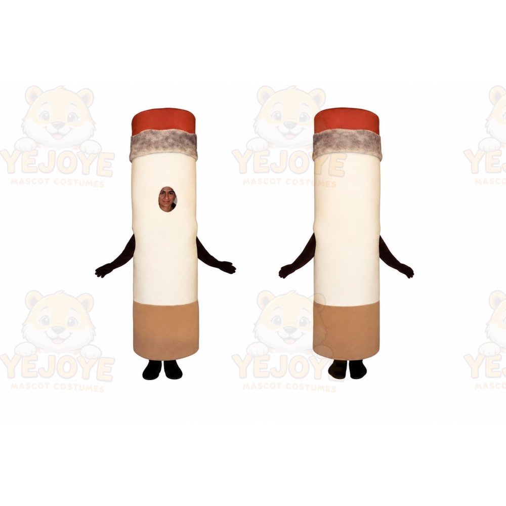 White Cigarette Mascot Costume with Custom Logo