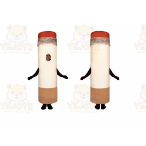 White Cigarette Mascot Costume with Custom Logo