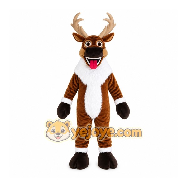 Brown Reindeer Mascot Costume with Custom Logo
