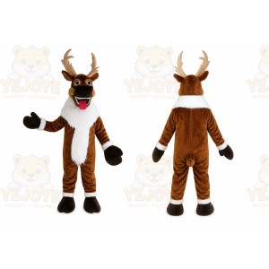 Brown Reindeer Mascot Costume with Custom Logo