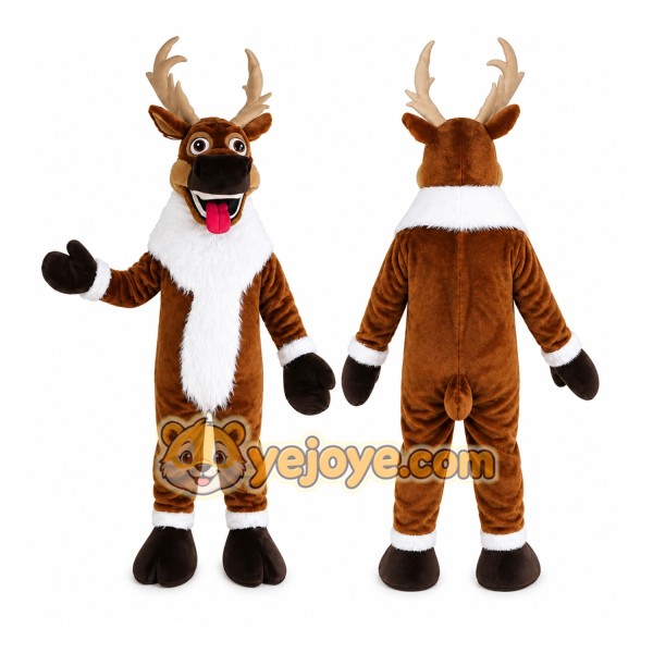 Brown Reindeer Mascot Costume with Custom Logo