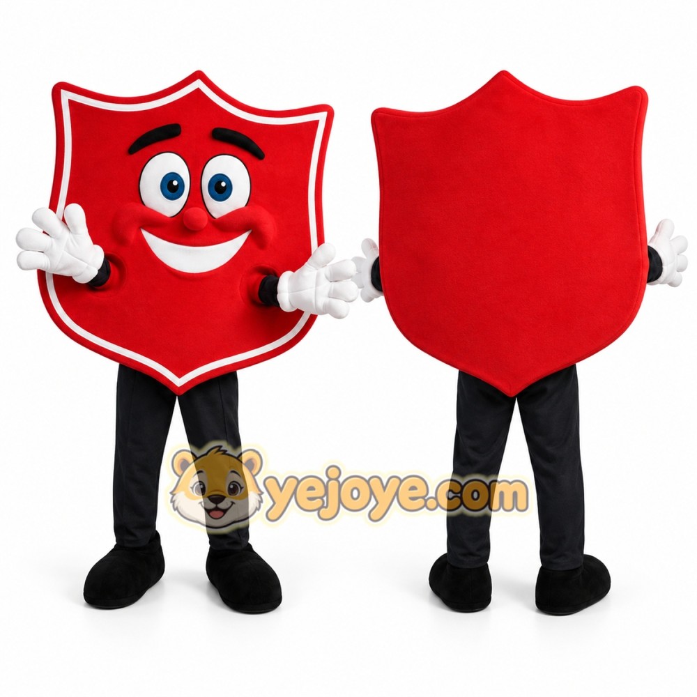 Red Shield Mascot Costume with Custom Logo Red Shield Mascot Costume with Custom Logo