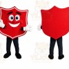 Red Shield Mascot Costume with Custom Logo