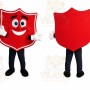 Red Shield Mascot Costume with Custom Logo