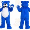 Blue Bear Mascot Costume with Custom Logo