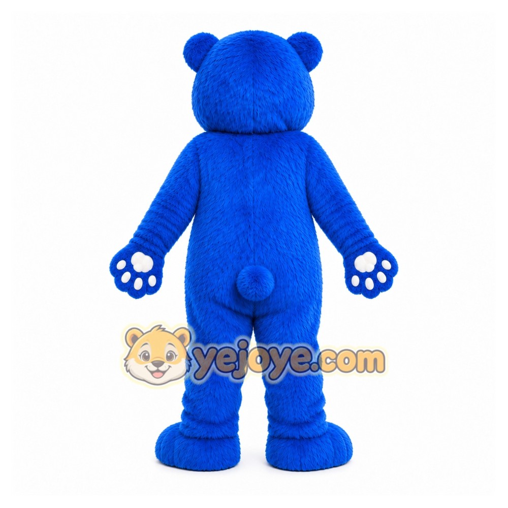 Blue Bear Mascot Costume with Custom Logo