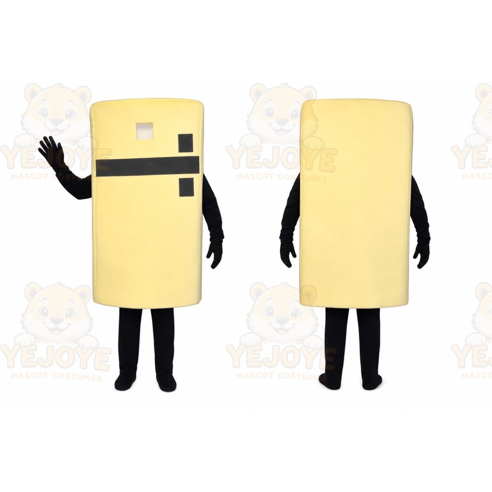 Yellow Battery Mascot Costume with Custom Logo