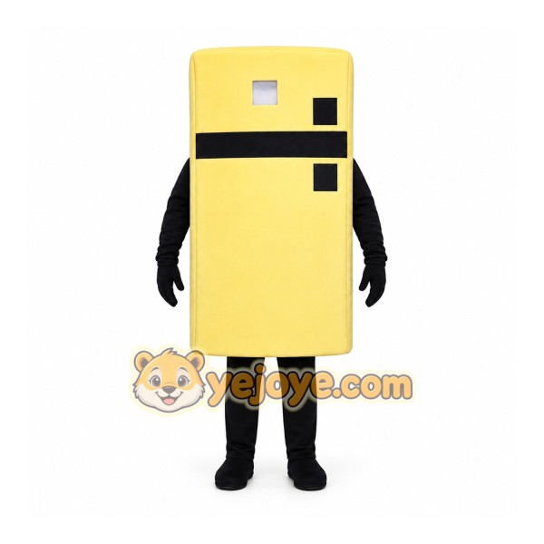 Yellow Refrigerator Mascot Costume with Custom Logo