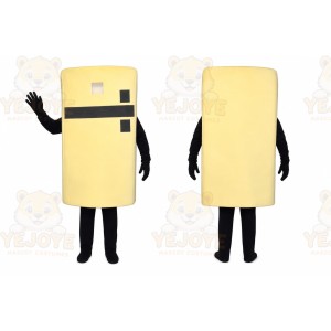 Yellow Battery Mascot Costume with Custom Logo