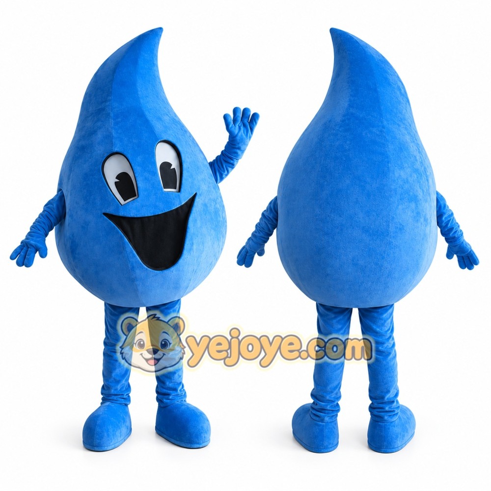Blue Water Drop Mascot Costume with Custom Logo Blue Water Drop Mascot Costume with Custom Logo