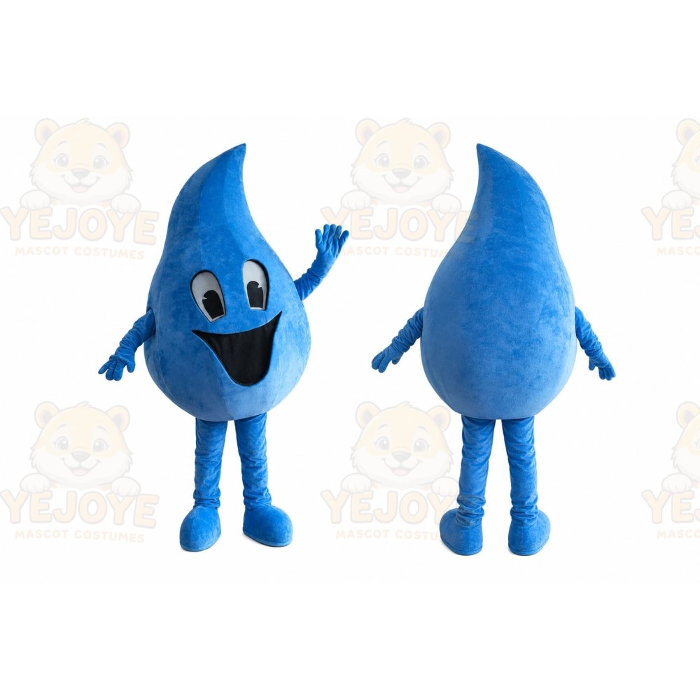 Blue Water Drop Mascot Costume with Custom Logo