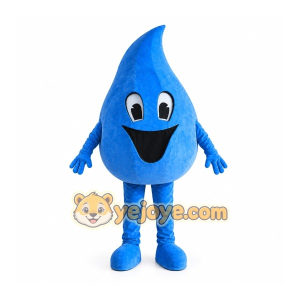 Blue Water Drop Mascot Costume with Custom Logo