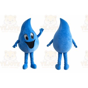 Blue Water Drop Mascot Costume with Custom Logo