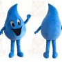 Blue Water Drop Mascot Costume with Custom Logo