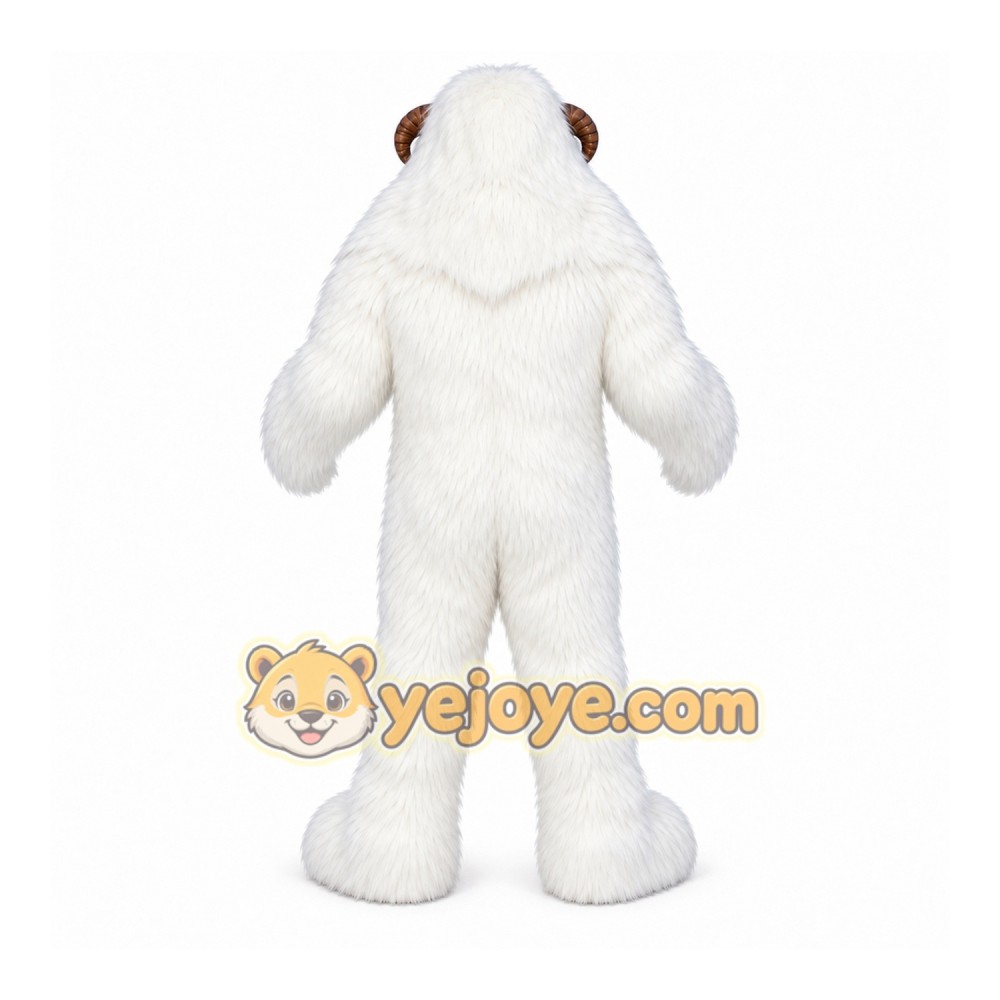 White Yeti Mascot Costume with Custom Logo