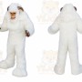 White Yeti Mascot Costume with Custom Logo