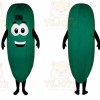 Green Cucumber Mascot Costume with Custom Logo